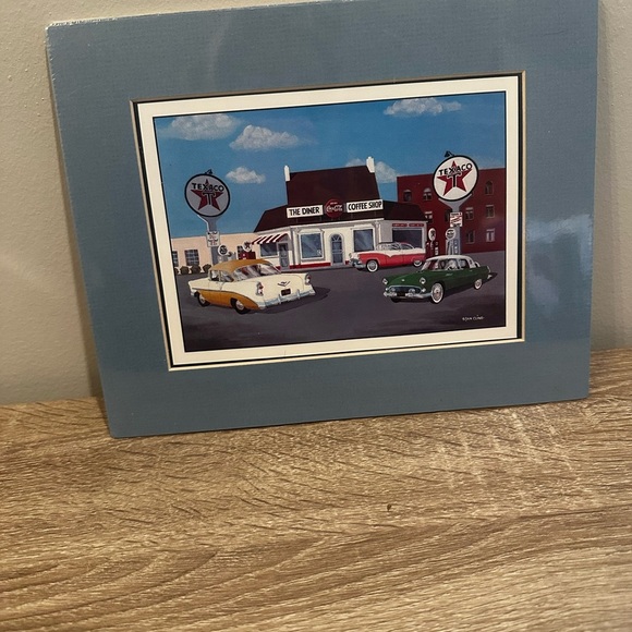 Stan Cline- set of 2 Vintage Car Art Print in Blue Frame - Picture 2 of 2